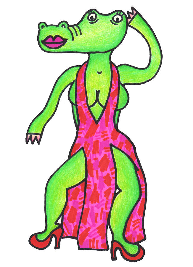 652x900 Alligator Dress Drawing