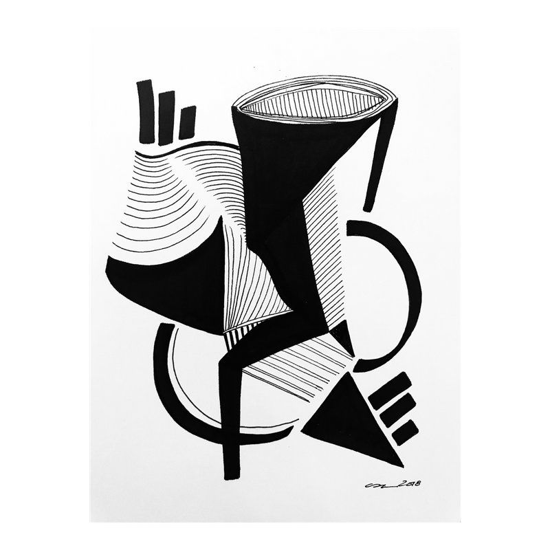 800x800 Modern Original Pen Ink Drawing, Ode To Gershwin