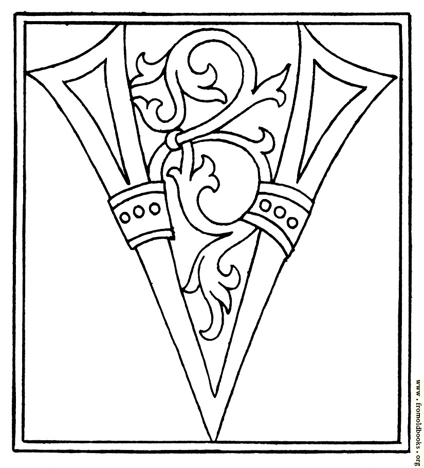 825x910 Clipart Initial Letter V From Late Century Printed Book