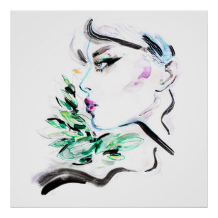 307x307 Girls Face Drawing Art Wall