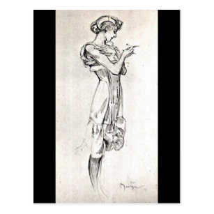 307x307 Mucha Black Postcards Zazzle Au