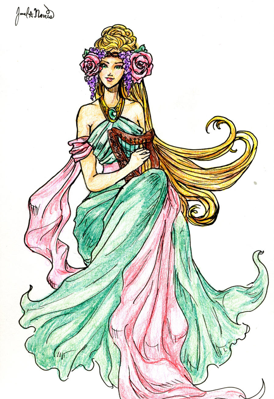 900x1309 Spring Lady Mucha Drawing