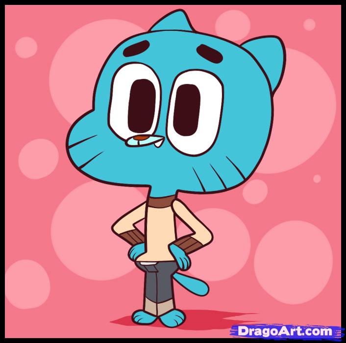 706x699 How To Draw Gumball, Step