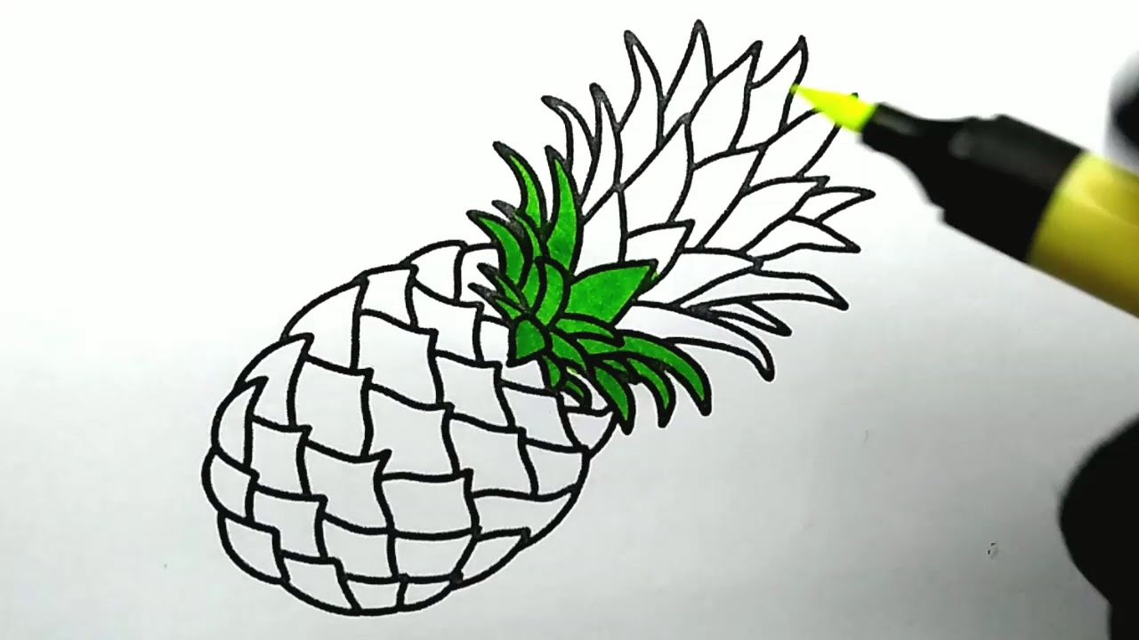 1280x720 How To Draw Pineapple Amazing Sketch And Colors A To Z