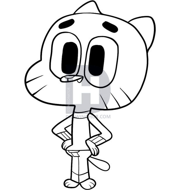 614x652 How To Draw Gumball, Step