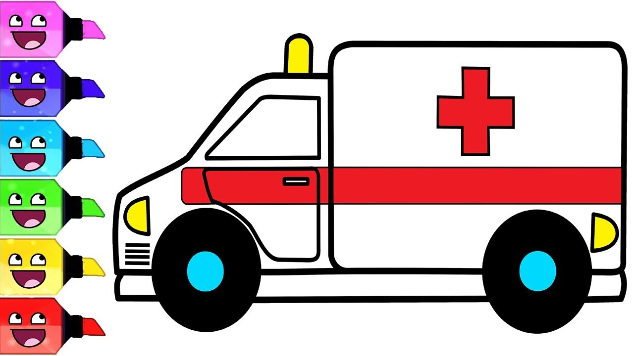 1280x720 How To Draw Coloring Book Ambulance Car Ambulance Car Drawing