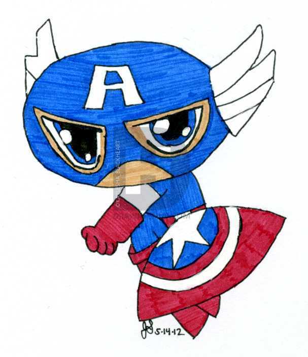 607x703 Chibi Captain America Drawing