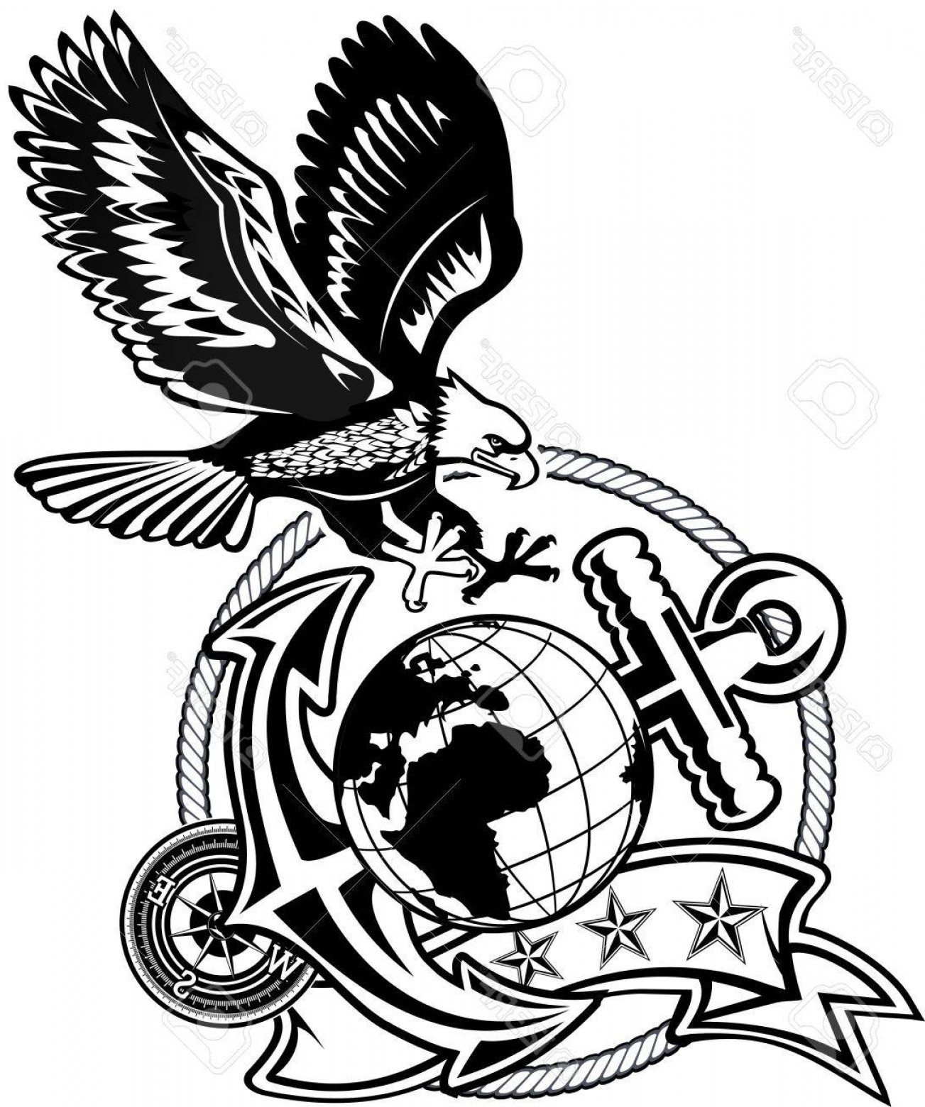 1303x1560 Photostock Vector American Eagle Anchor And Globe Soidergi