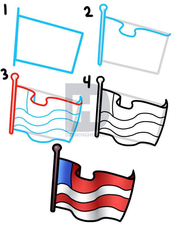 605x768 How To Draw An American Flag, Step