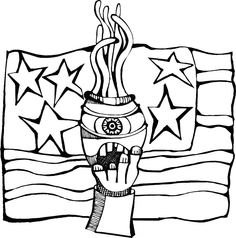 894x900 American Flag Drawing