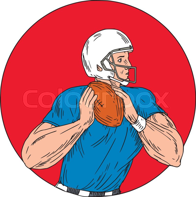 798x800 drawing sketch style illustration of an american football gridiron