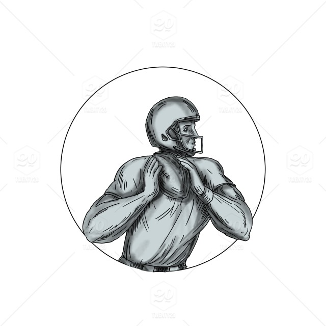640x640 tattoo style illustration of an american football gridiron