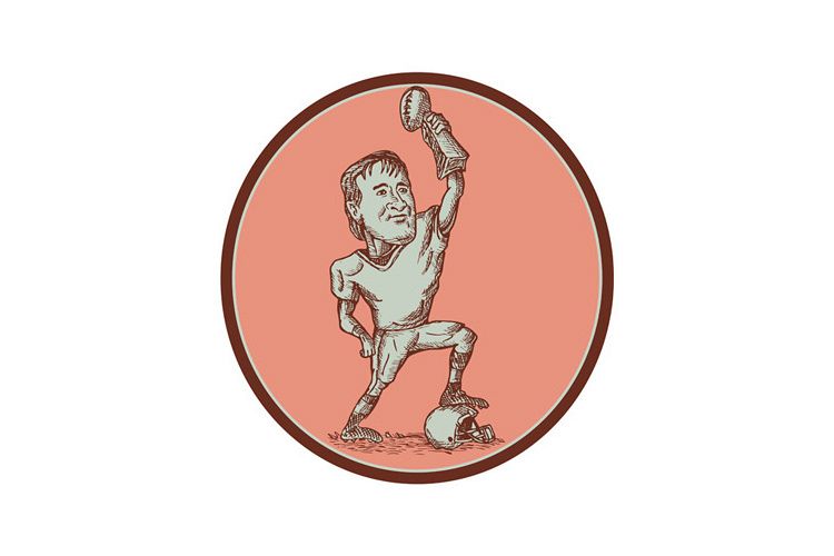 750x500 American Football Player Champion Trophy Drawing