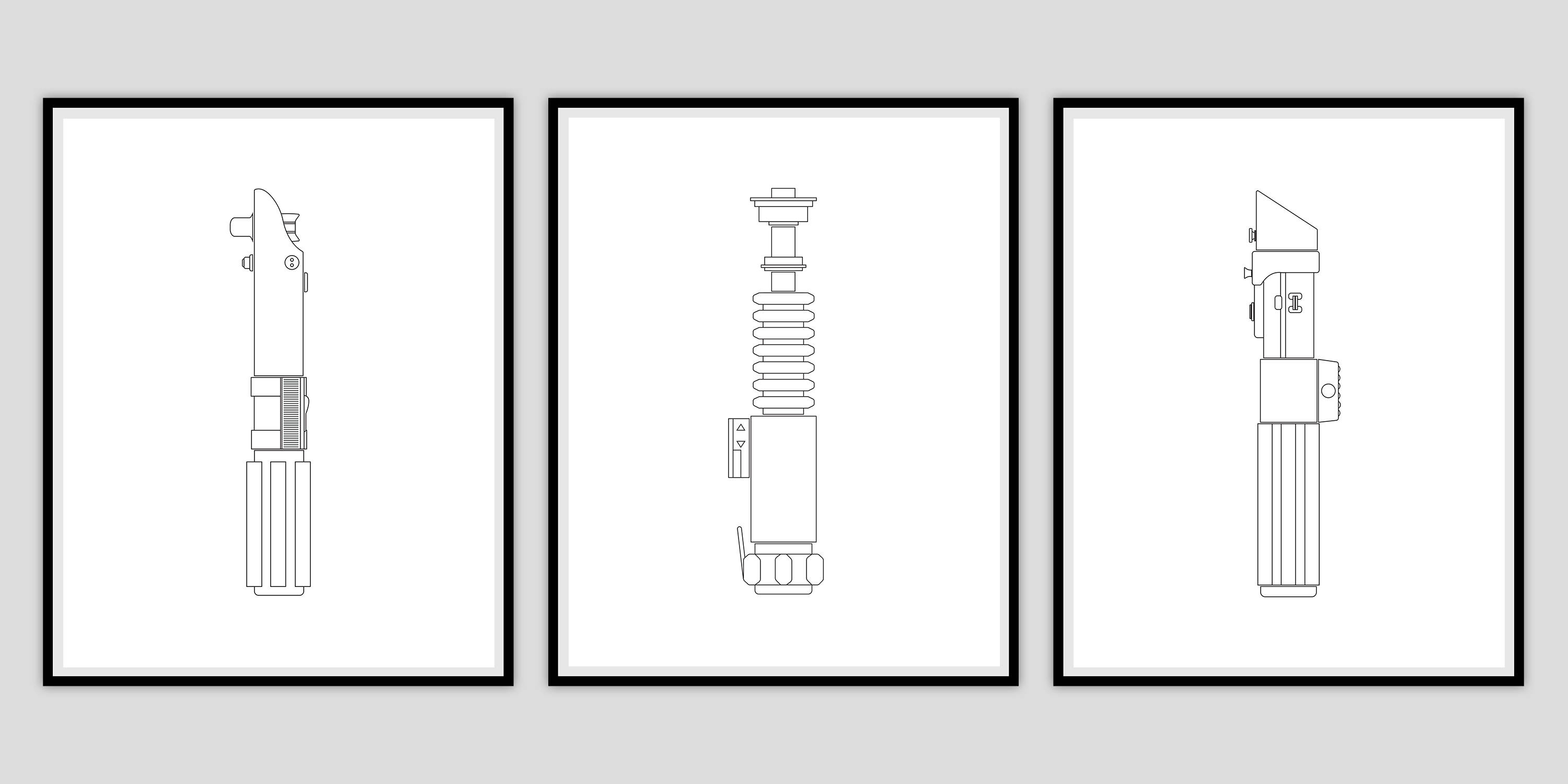 3000x1500 Minimalist Art Light Saber Set Of Anakin Luke And Vader Etsy