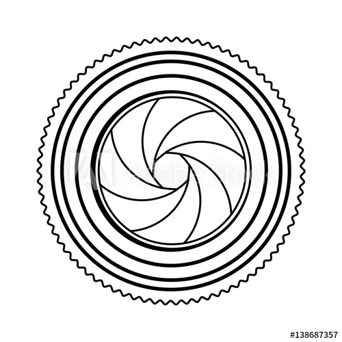 500x500 Monochrome Contour Of Analog Camera Lens Vector Illustration