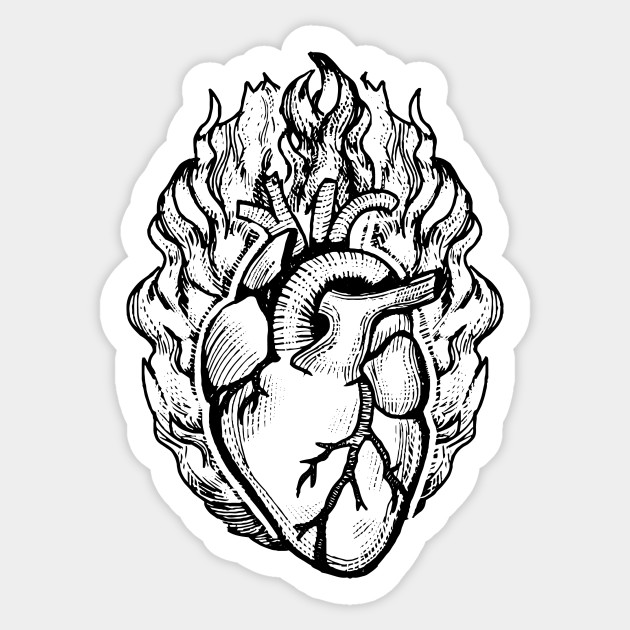 630x630 Burning Heart Anatomical Heart T Shirt
