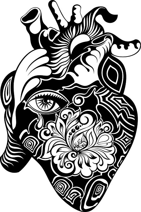 452x679 Anatomical Heart With Mandala Flower Pattern Vinyl