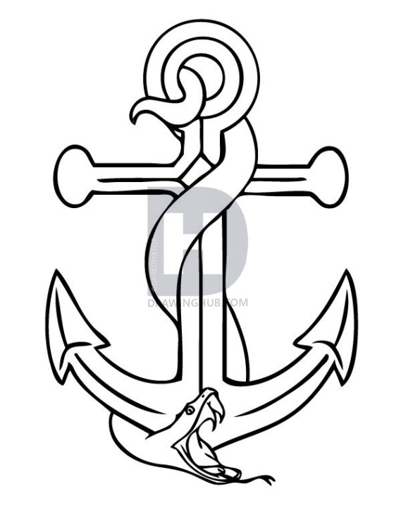 569x720 How To Draw An Anchor, Step