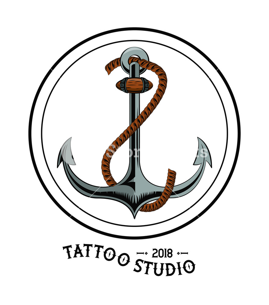 882x1000 Old School Tattoo Marine Anchor Drawing Design Vector Illustration