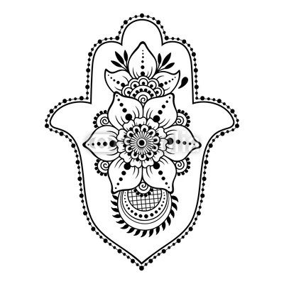400x400 Hamsa Hand Drawn Symbol From Flower Decorative Pattern