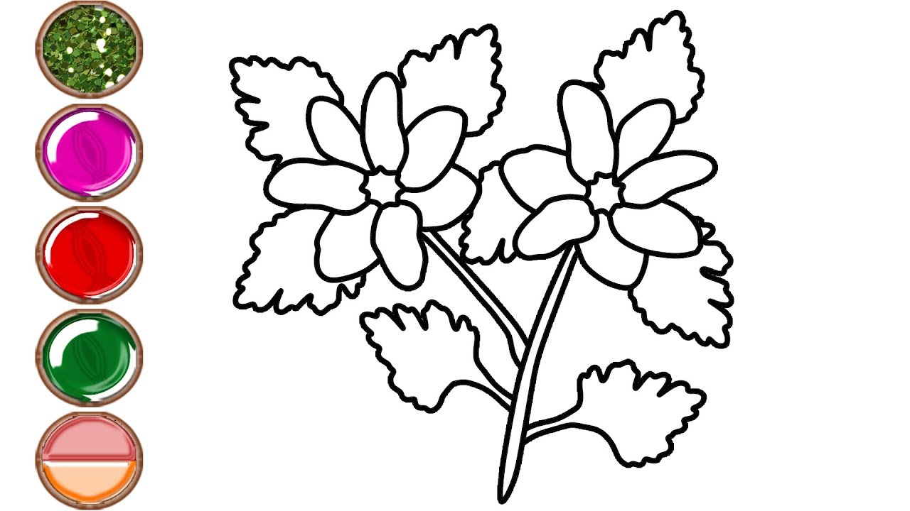 1280x720 Glitter Anemone Flower Coloring And Drawing Learn Colors For Kids