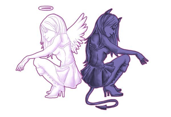 Angel And Devil Drawing