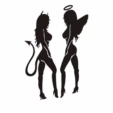 480x480 angel vs devil babe decal xxxx cm