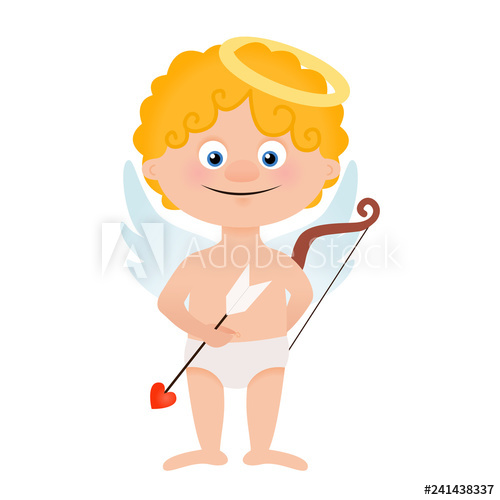 500x500 Cupid Angel Cartoon Isolated Character With Bow And Arrow