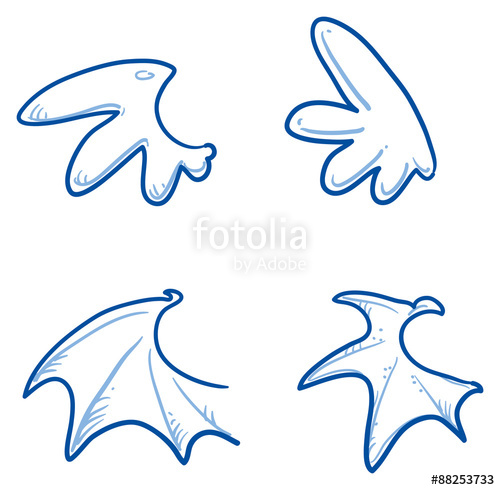 500x490 Cute Little Wings, Angel, Devil, Dragon Hand Drawn Doodle Vector