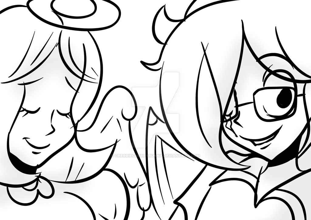 1024x724 Sketch Devil Brother And Angel Sister