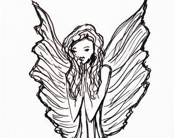 340x270 Angel Drawing Etsy