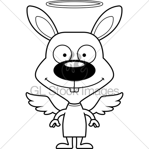 500x500 Cartoon Smiling Angel Bunny Gl Stock Images