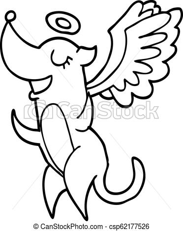 372x470 Line Drawing Cartoon Angel Dog