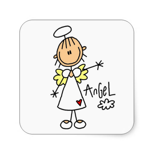 500x500 Stick Figure Angel T Shirts And Gifts Square Sticker