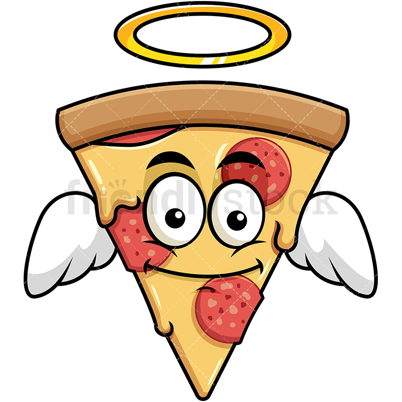 800x800 Winged Angel Pizza Emoji Cartoon Vector Clipart