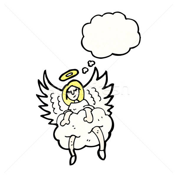 600x600 Angel On Cloud Cartoon Vector Illustration Lineartestpilot