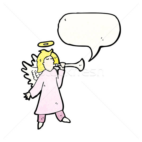600x600 Cartoon Angel With Speech Bubble Vector Illustration