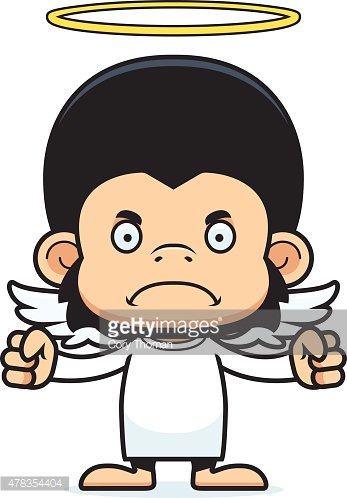 347x498 Cartoon Angry Angel Chimpanzee Premium Clipart