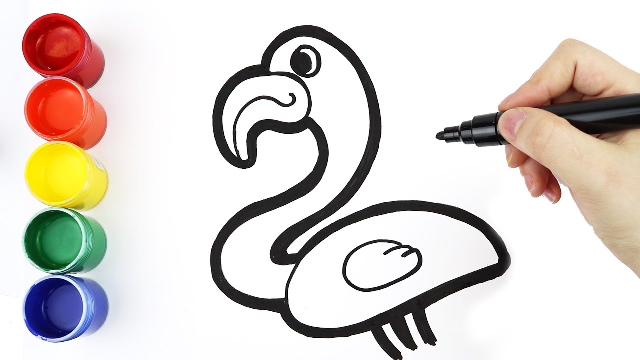 1280x720 Cute Flamingo Coloring And Drawing For Kids, Toddlers L Angel Kids