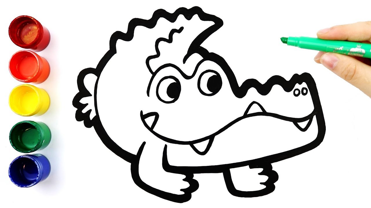 1280x720 Glitter Crocodile Coloring And Drawing For Kids, Toddlers L Angel