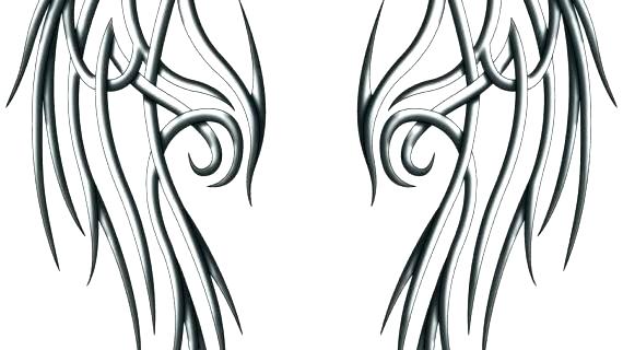 570x320 Related Coloring Angel Wings Template Drawing Printable Tree