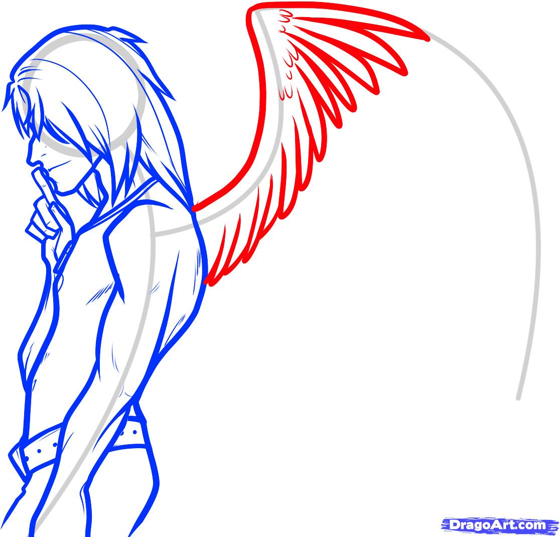 1116x1070 How To Draw An Angel Boy, Angel Man, Step