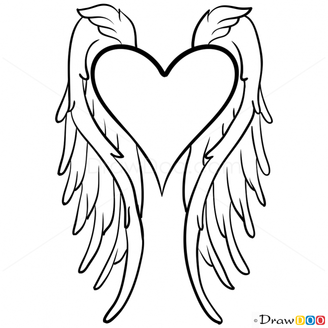 665x665 Angel Wings Drawing, Step