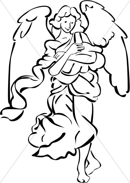 434x612 Nativity Angel In Black And White Nativity Clipart