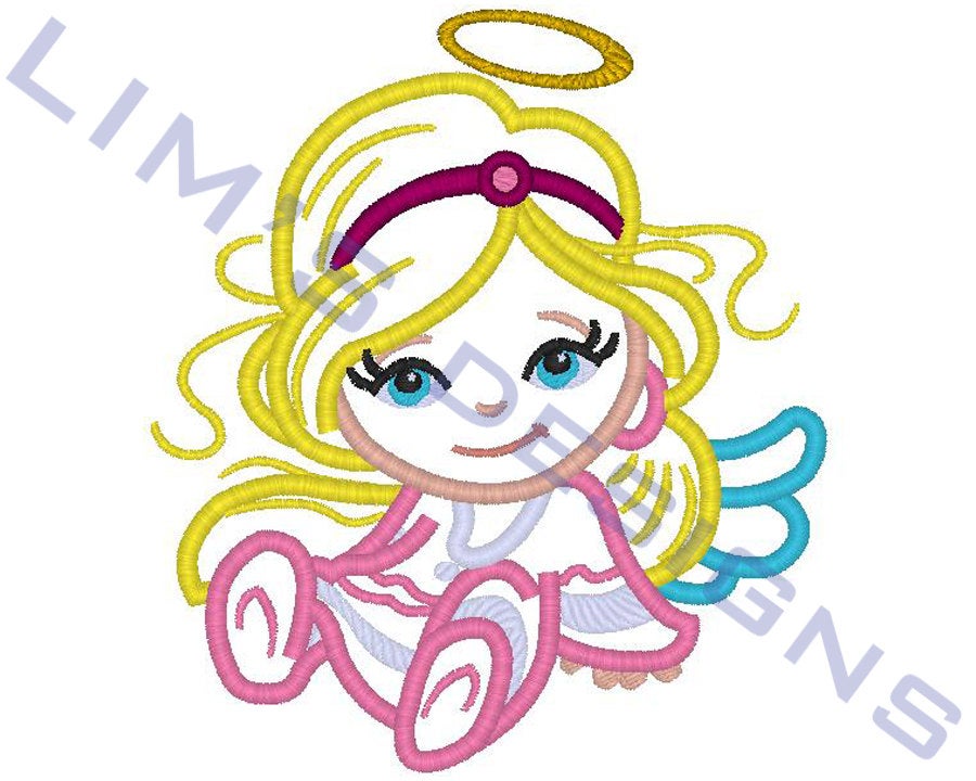 900x720 Cute Angel Girl Applique Machine Embroidery Design Sizes Etsy