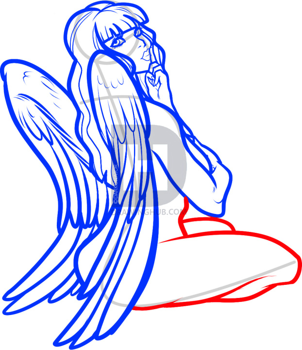 622x720 How To Draw An Angel Girl, Angel Girl, Step