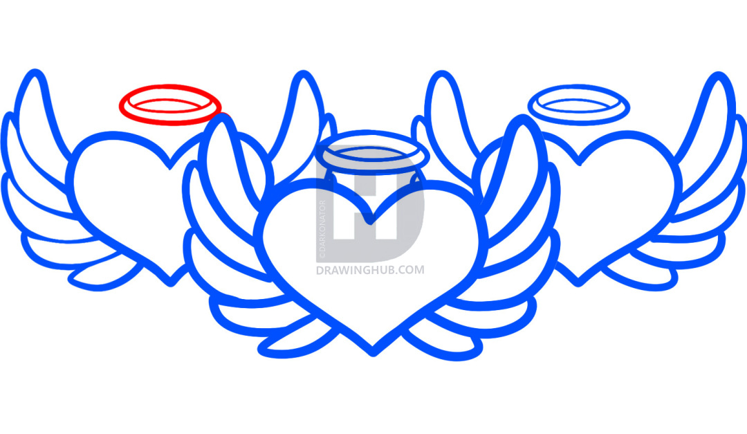 1080x627 How To Draw Angel Hearts, Step