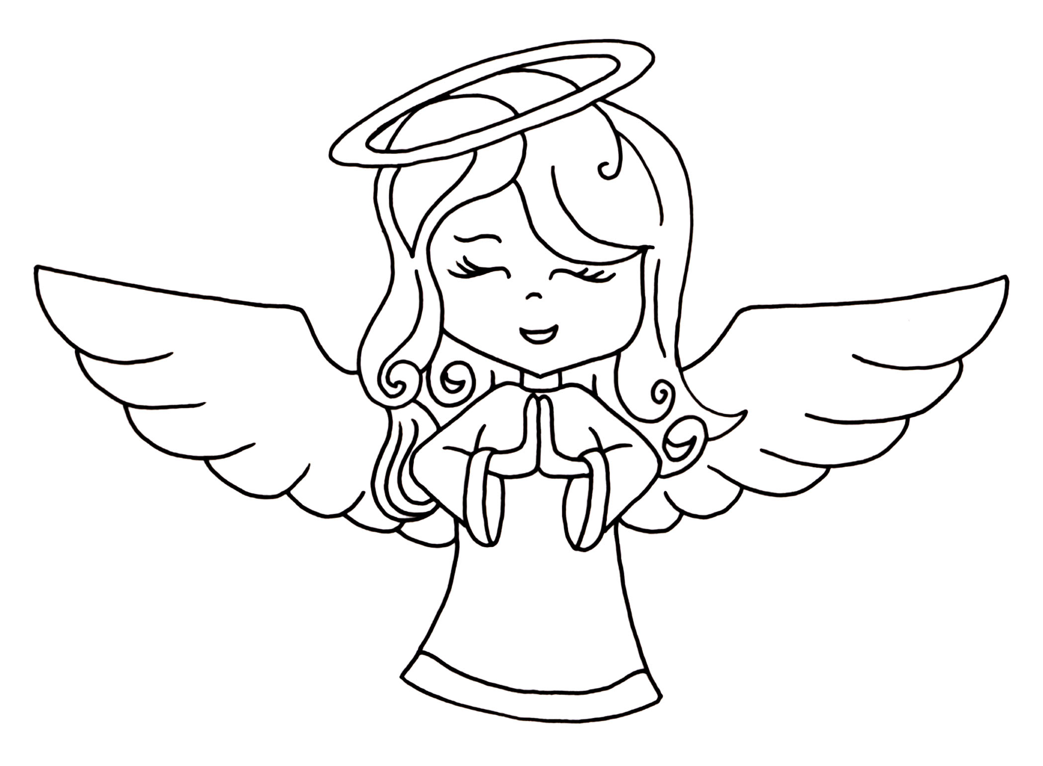 2098x1542 Line Drawings Of Angels Angel Line Drawing Clip Art