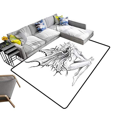 466x466 Super Cozy Bathroom Rug Carpet Pencil Drawing Print