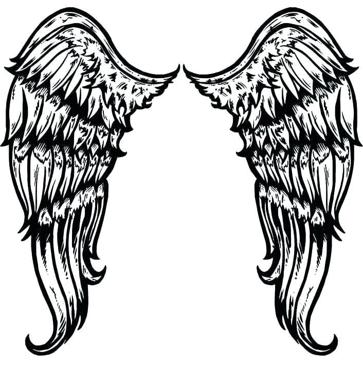 706x718 Angel Drawing Template Stencils Printable Wings